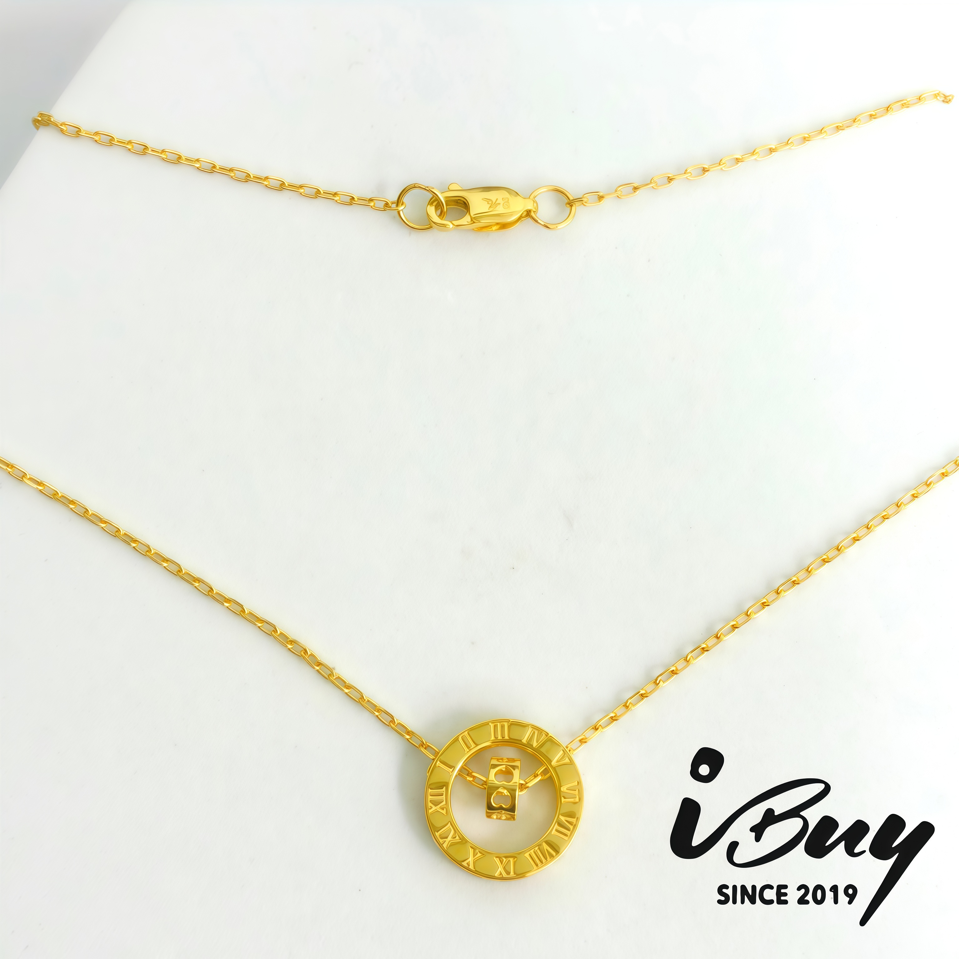 916 GOLD ROME NUMERIC SOLID CABLE CHOKER 916 金 罗马数字实心万字项链