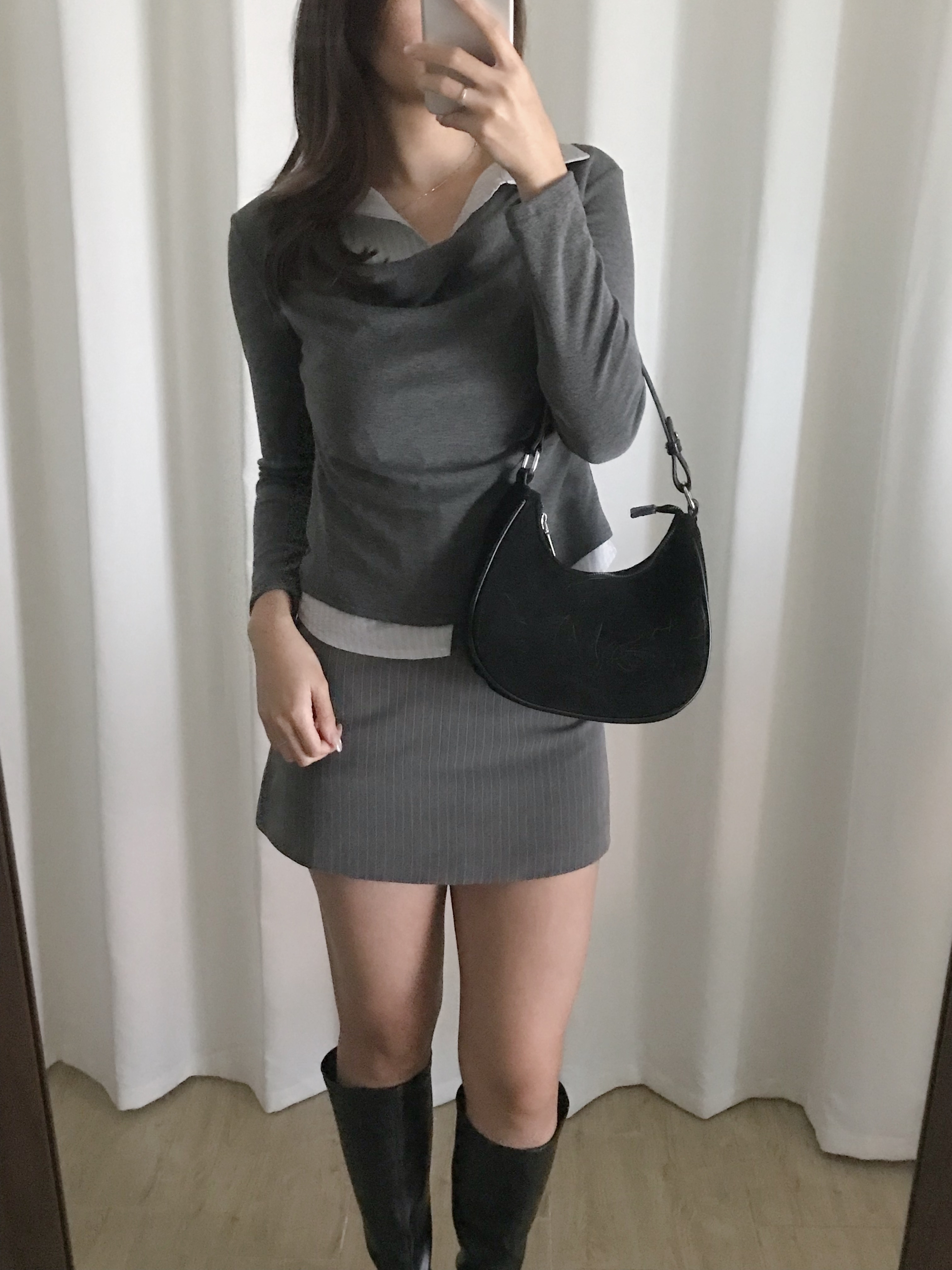 Onni假兩件襯衫長袖上衣