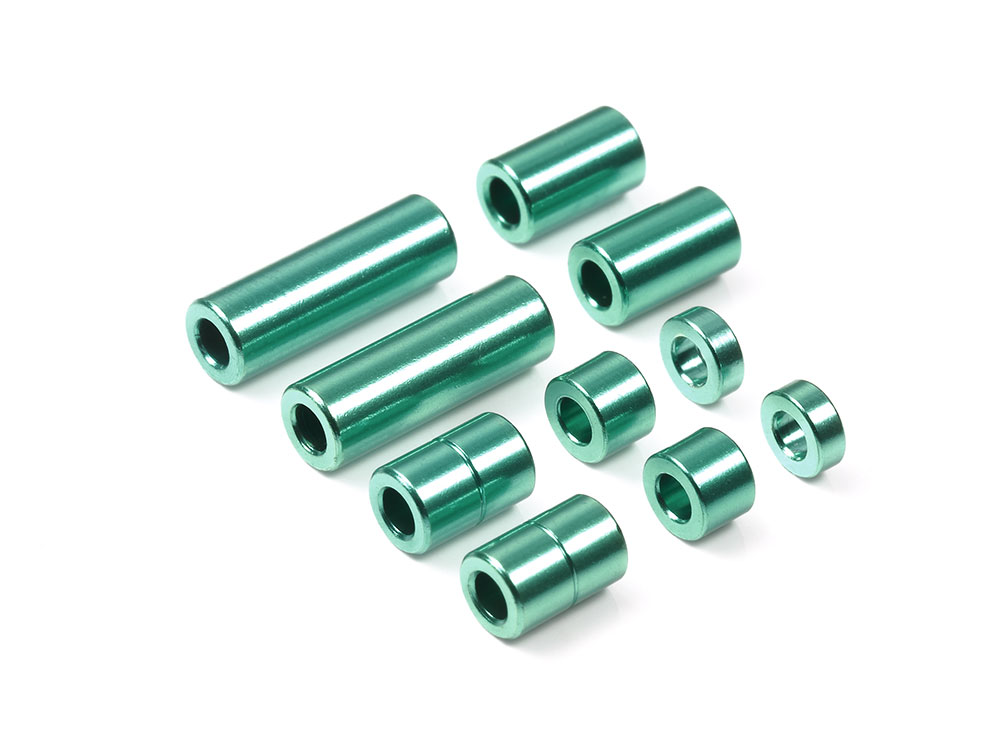 ALUMINUM SPACER SET (12/6.7/6/3/1.5mm, 2PCS. EACH) (GREEN)