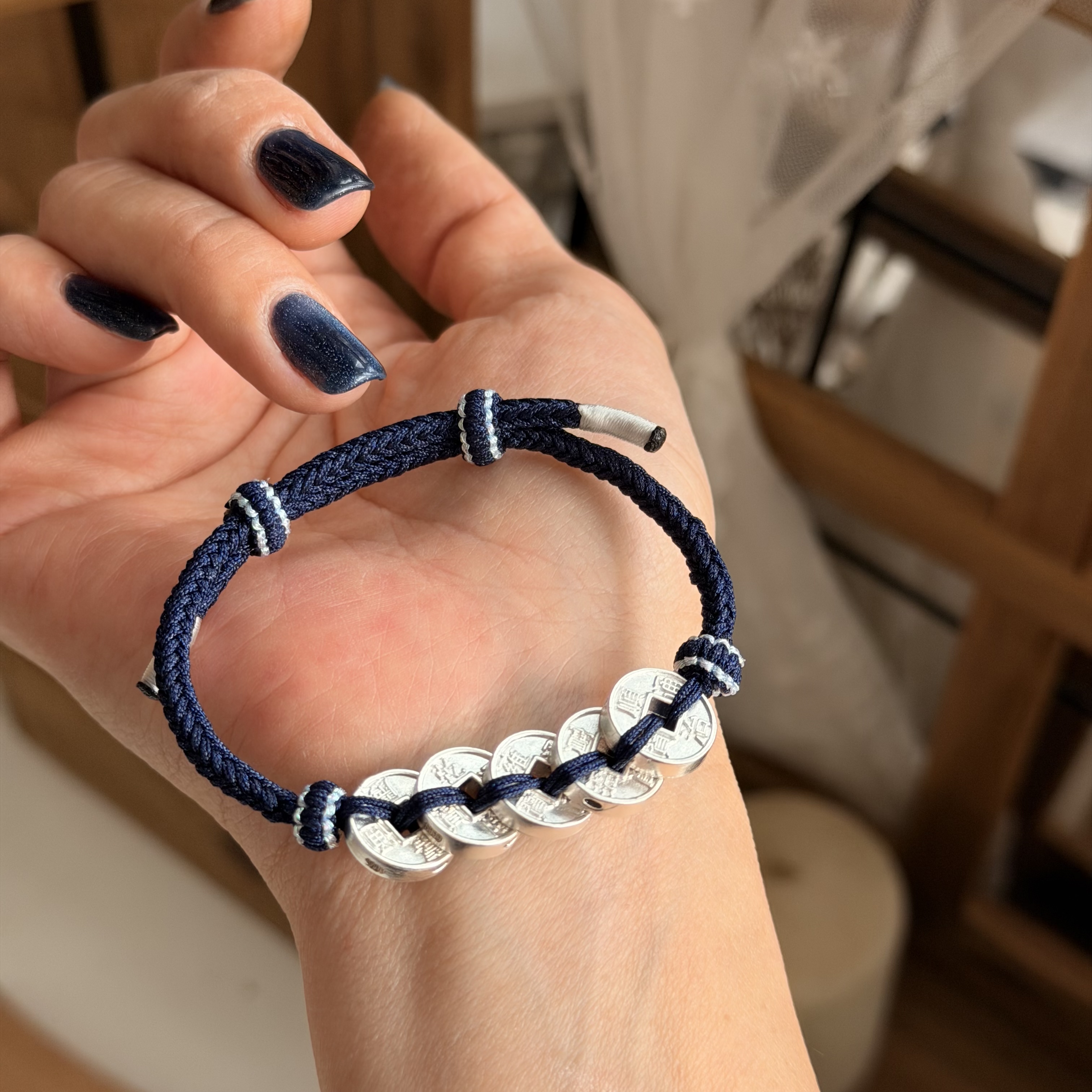 純銀五帝幣手繩