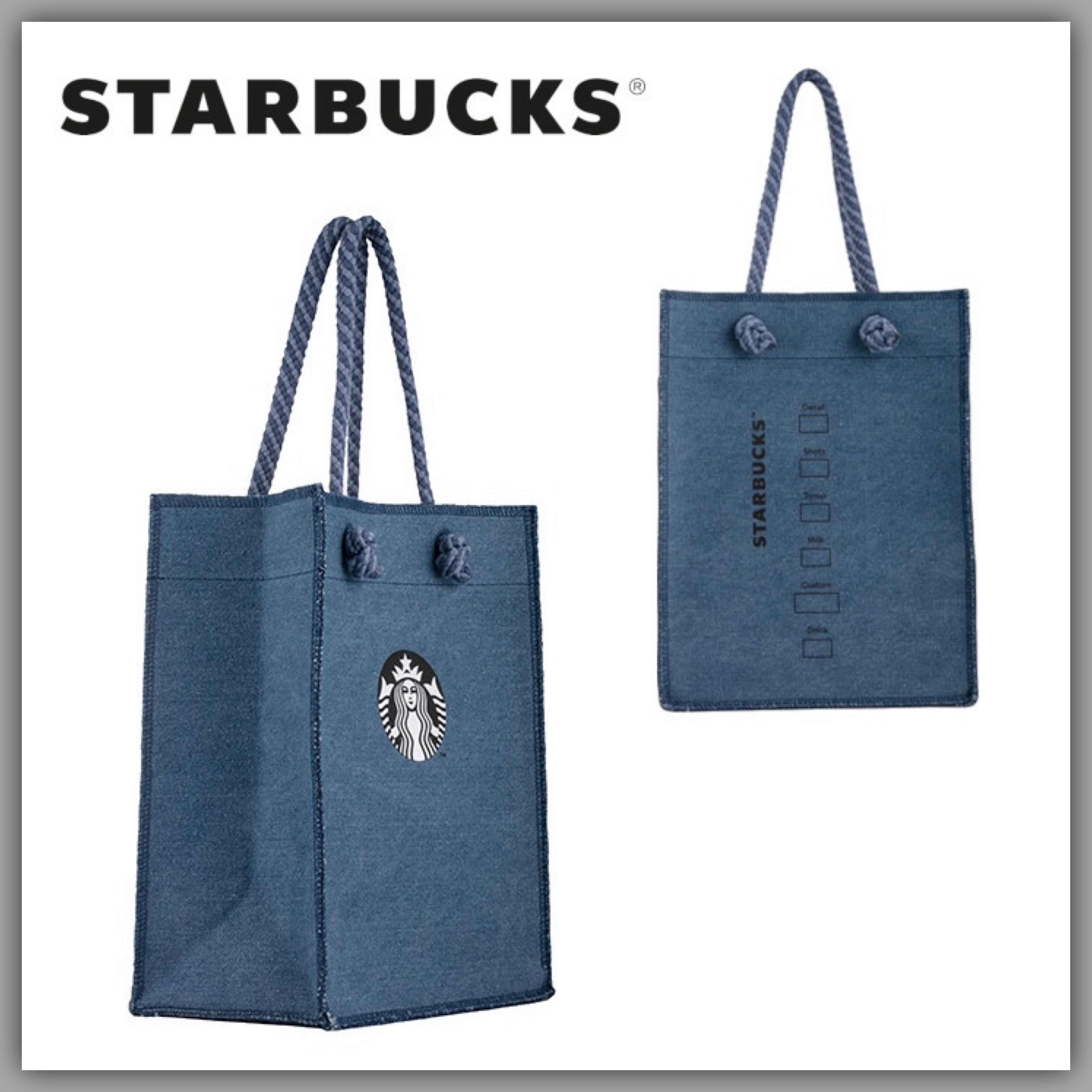 台灣直送 Starbucks棉繩丹寧女神提袋