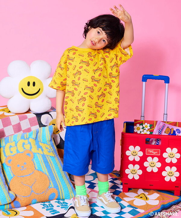 🇯🇵預訂 日本直送🇯🇵Markey’s x Wiggle Wiggle四色圖案滿印華夫格短袖T恤