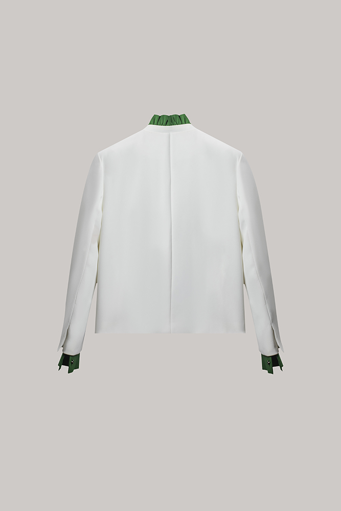 Soft Contrast Collar Button Jacket