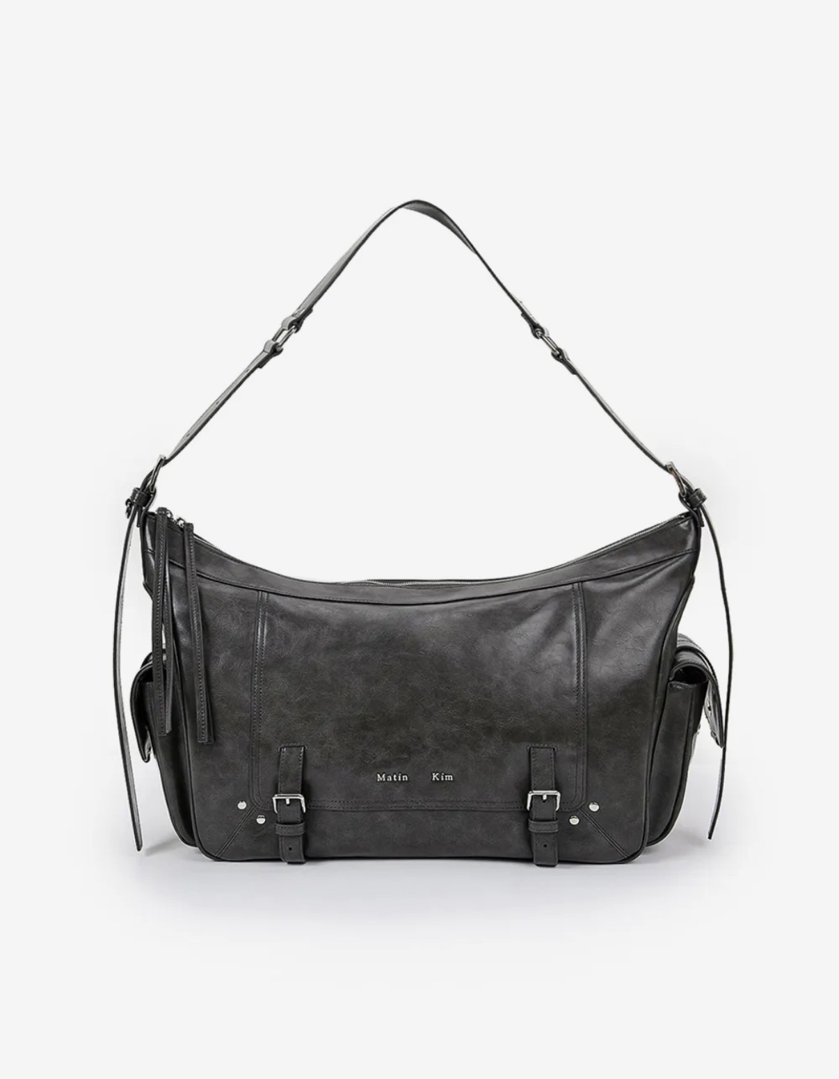 MATIN KIM特價場 RIVET POINT QUAD BIG SHOULDER BAG IN CHARCOAL