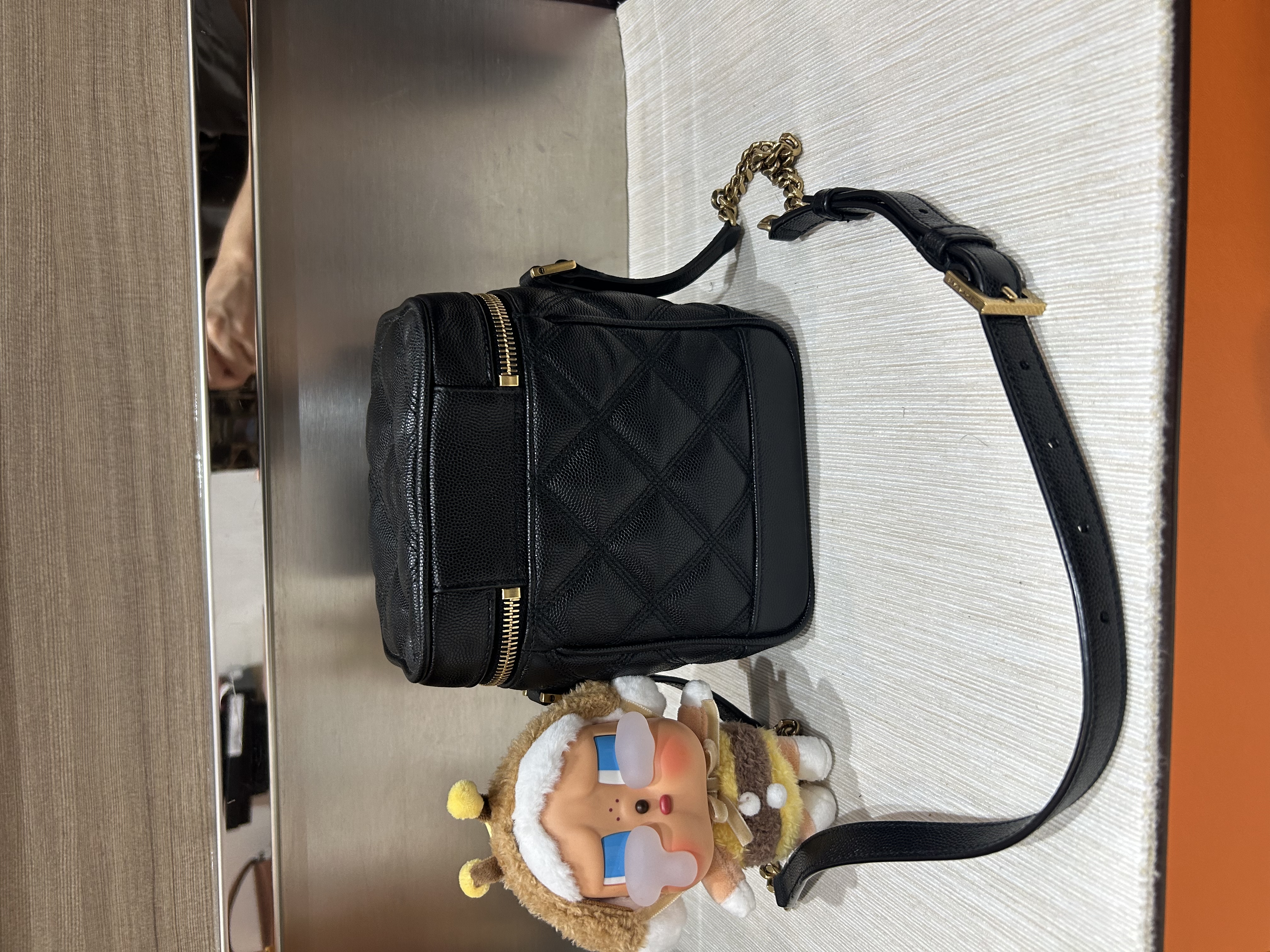 Ysl 80'S VANITY BAG IN CARRÉ-QUILTED GRAIN DE POUDRE EMBOSSED LEATHER 100%Authentic, 98%new ✅Dust bag