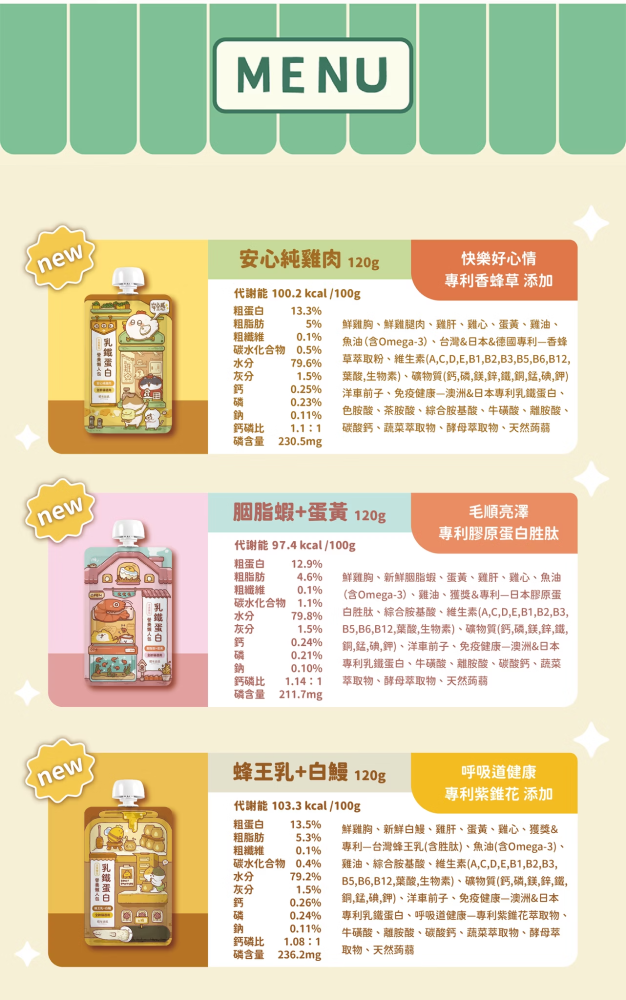 貓有話說｜乳鐵蛋白主食餐包｜營養懶人包 120g
