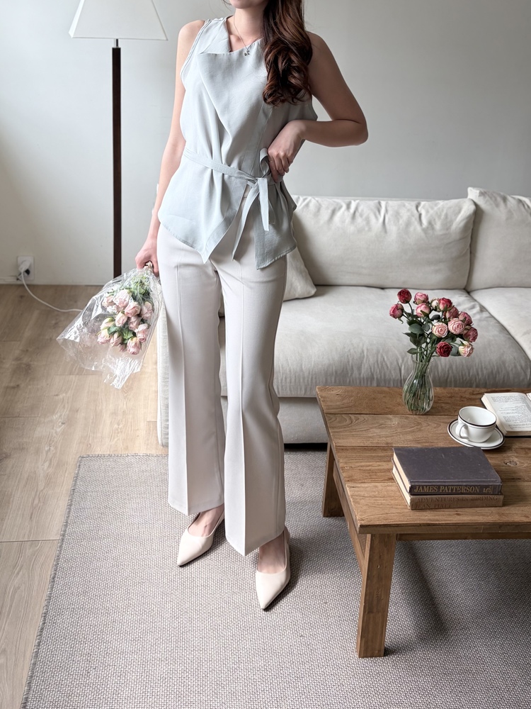 Camille Draped Wrap Blouse (Mint)