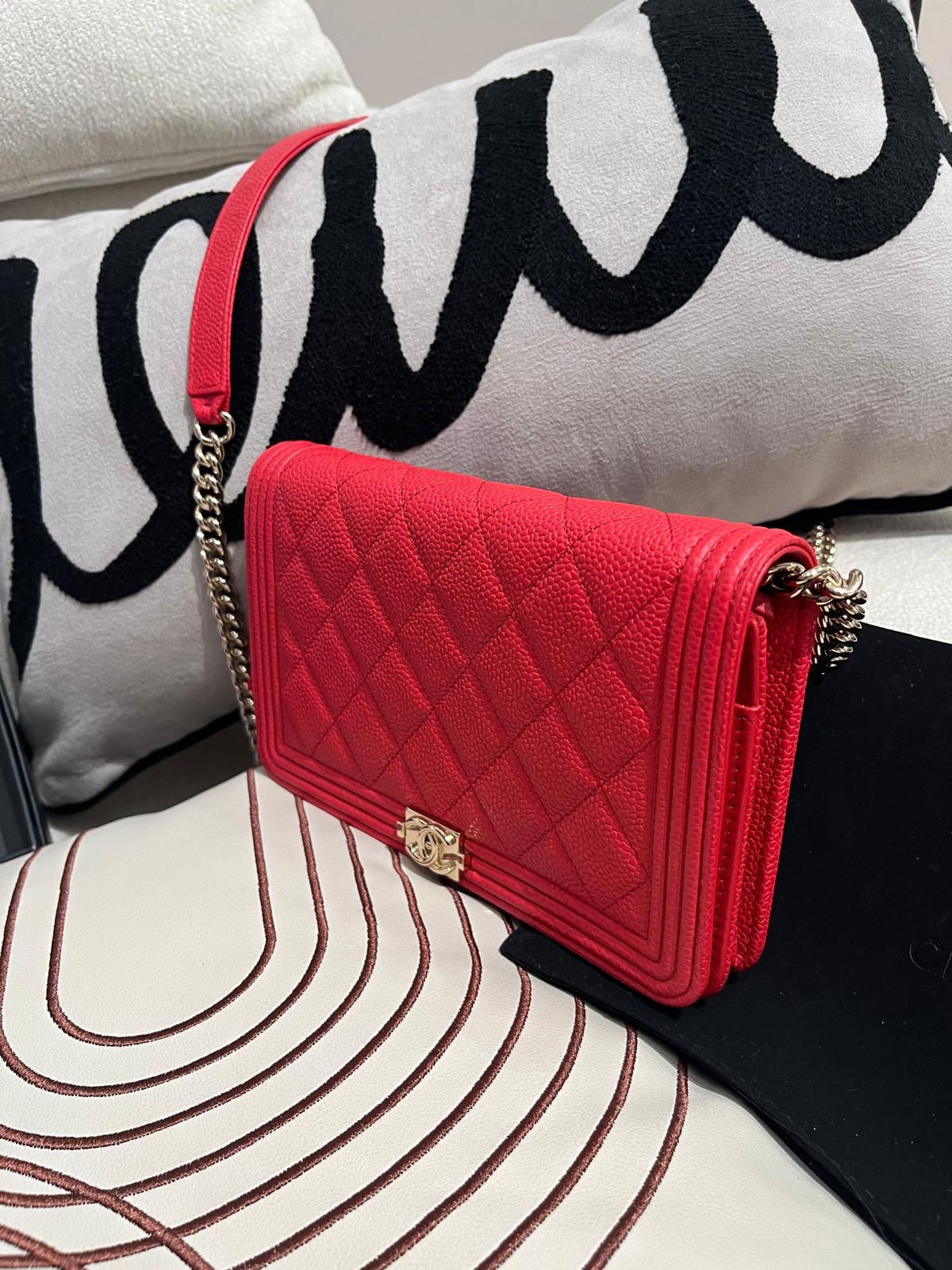 未使用品 Chanel wallet on chain 荔枝牛皮金鏈 100%Authentic ,unused ✅ 28貼 ✅dust bag✅box