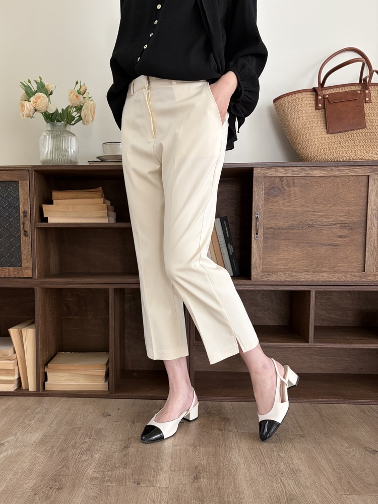 Minimal Tapered Ankle Pants (Ivory)