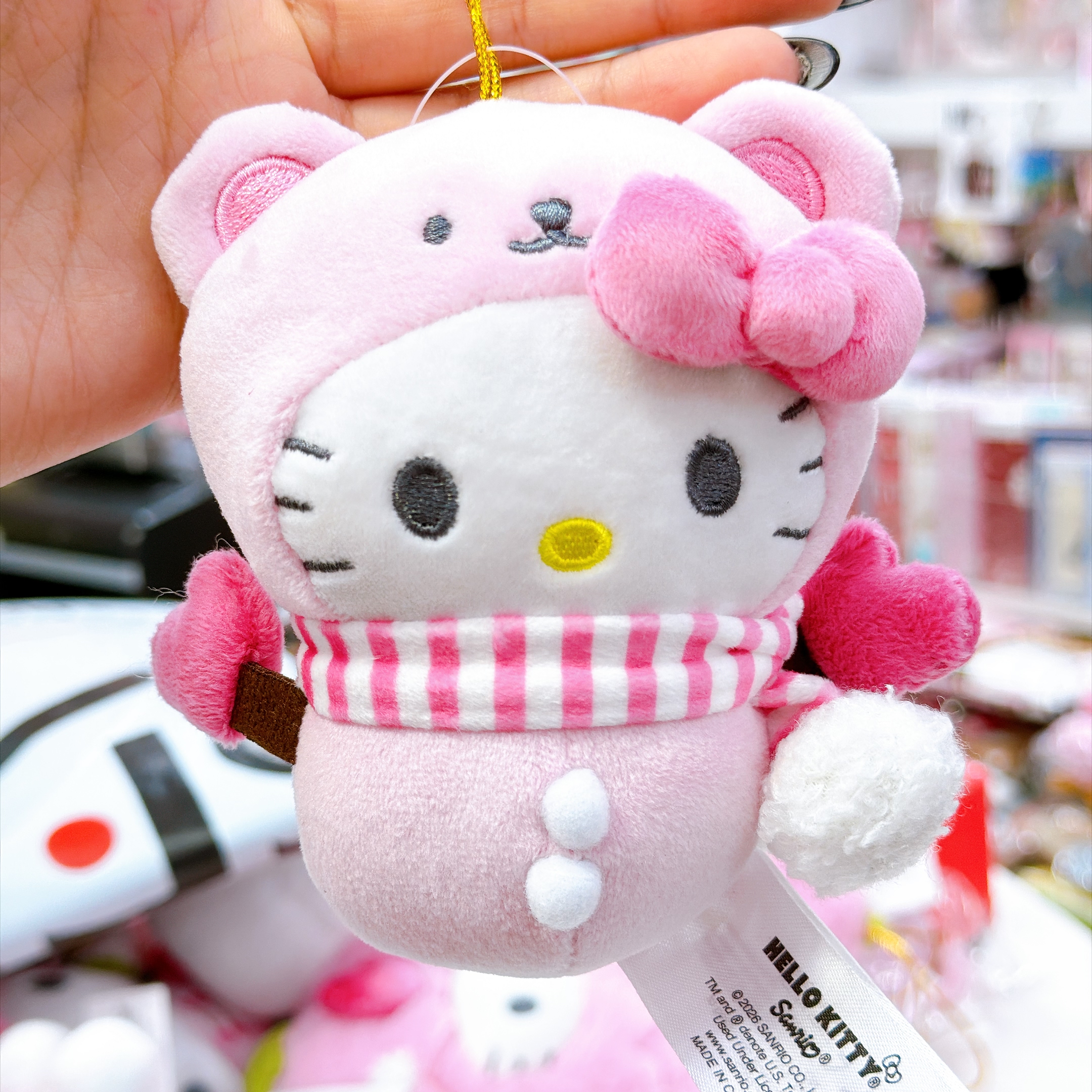 原裝行貨 Kitty粉紅聖誕節系列雪人公仔掛飾