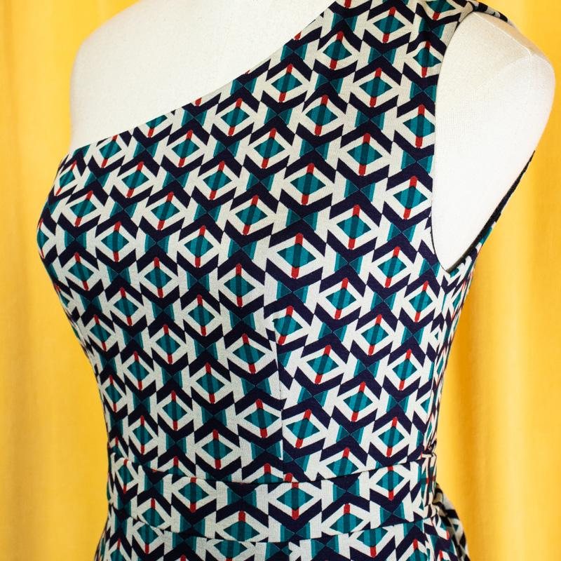 （SOLD OUT）- 1980s Inspired One Shoulder Summer Dress - Exotic Giorgia Dress (FM159)