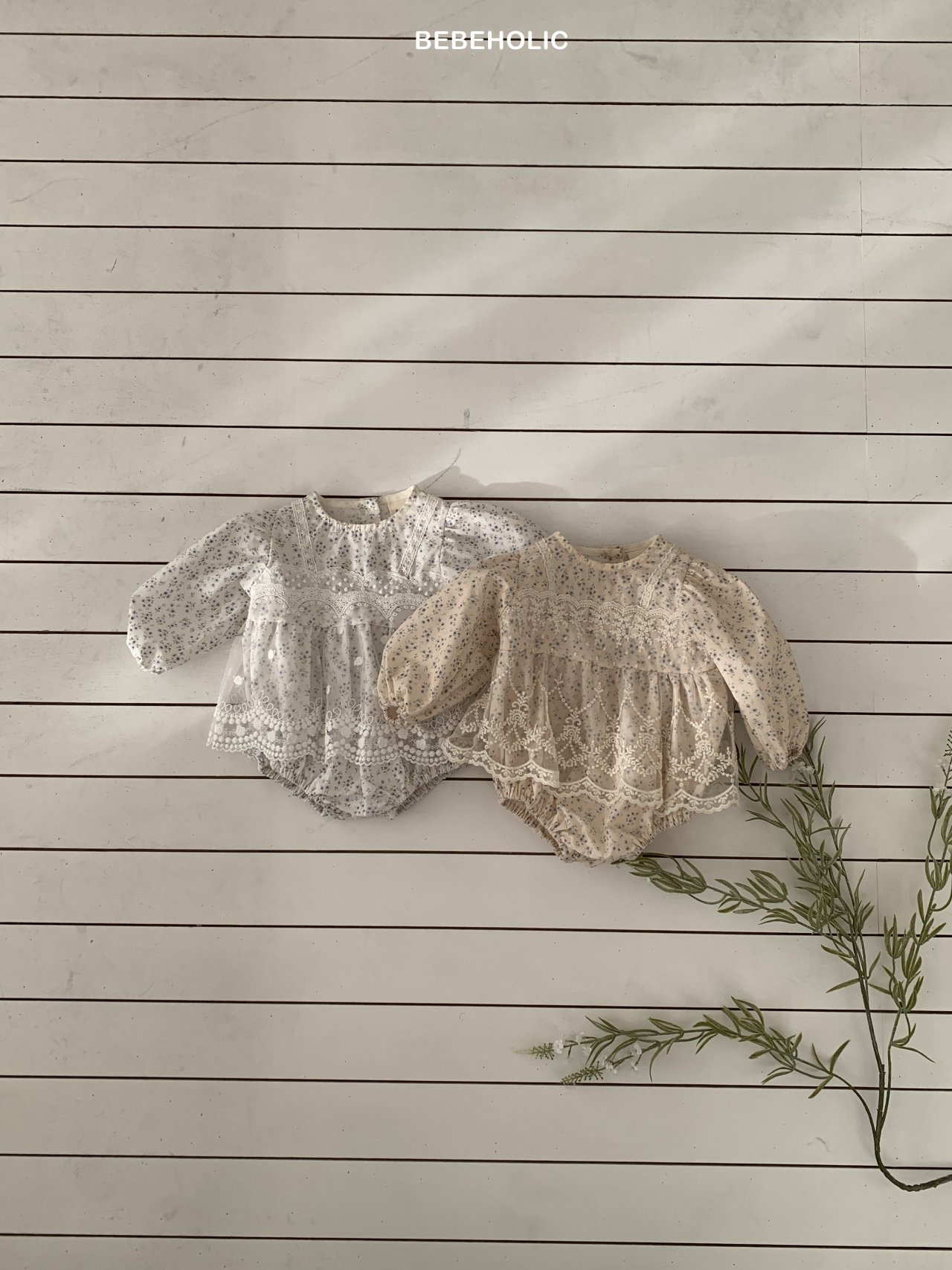 🌸預訂 韓國直送🌸🇰🇷BEBEHOLIC兩色碎花蕾薄紗長袖包屁裙