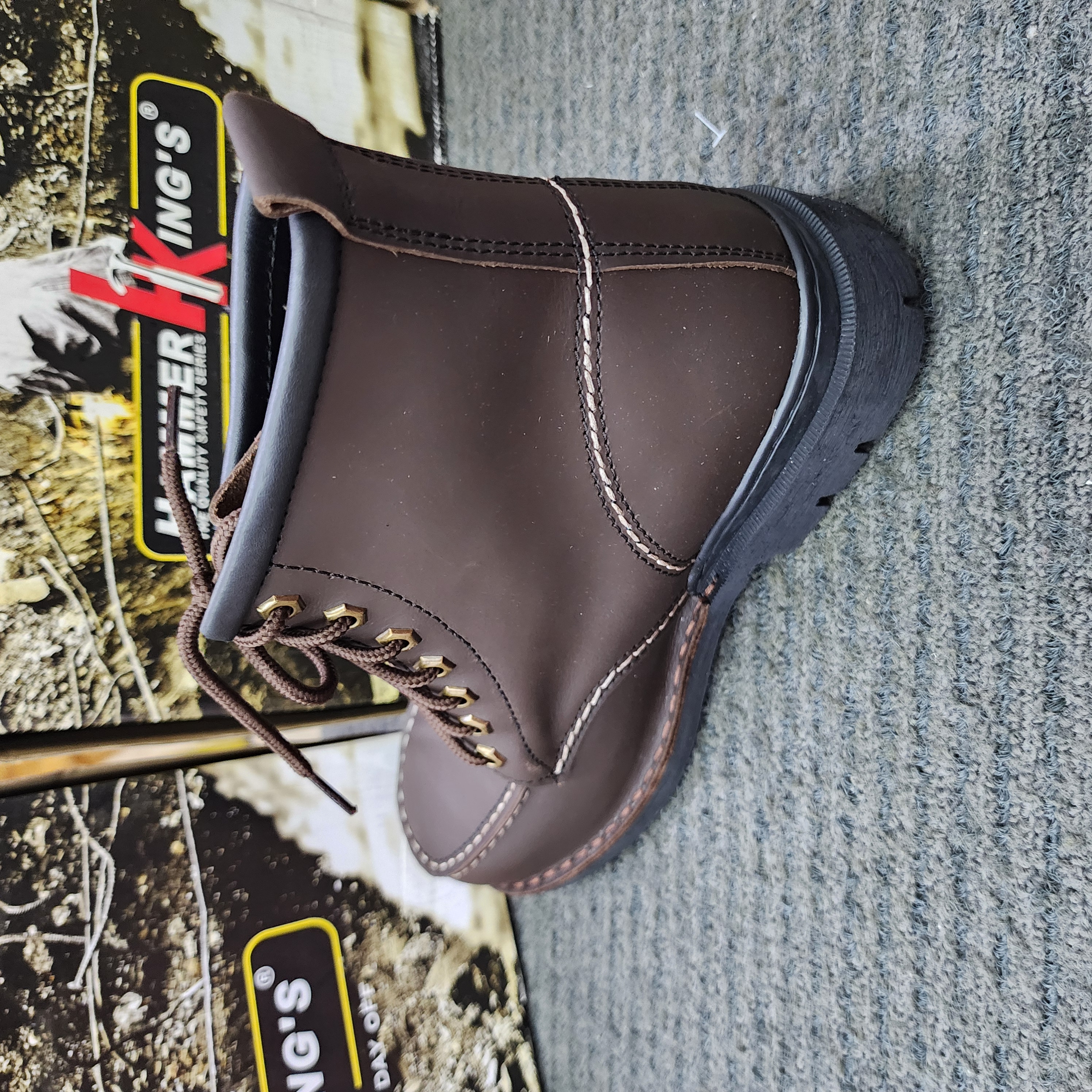 Hammer King 13007 Safety Shoes Boots Steel Toe Cap Steel Mid Plate Mid Cut Lace Up Premium Quality Genuine Leather SIRIM and DOSH Approved Kasut Keselamatan