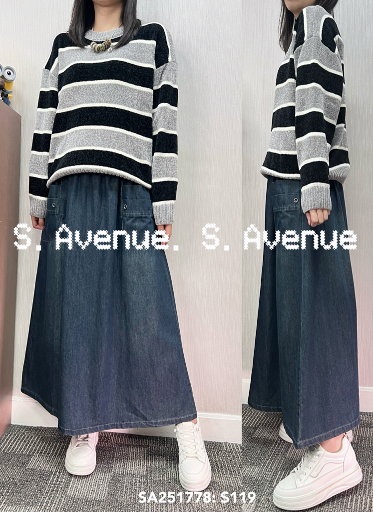 SA251778: 長袖滑絨冷間條top