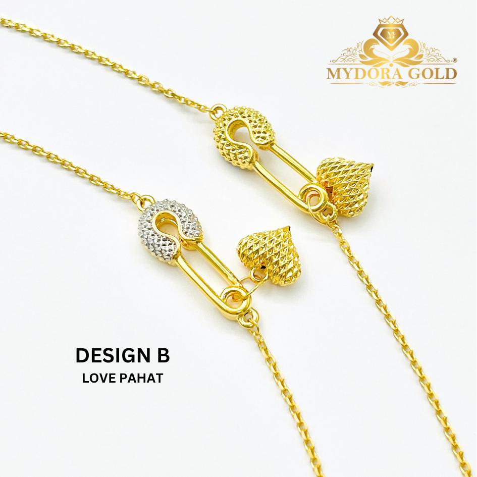 MYDORA Rantai Tangan Fesyen Safety Pin + Love Gemuk Series l EMAS 916/22K