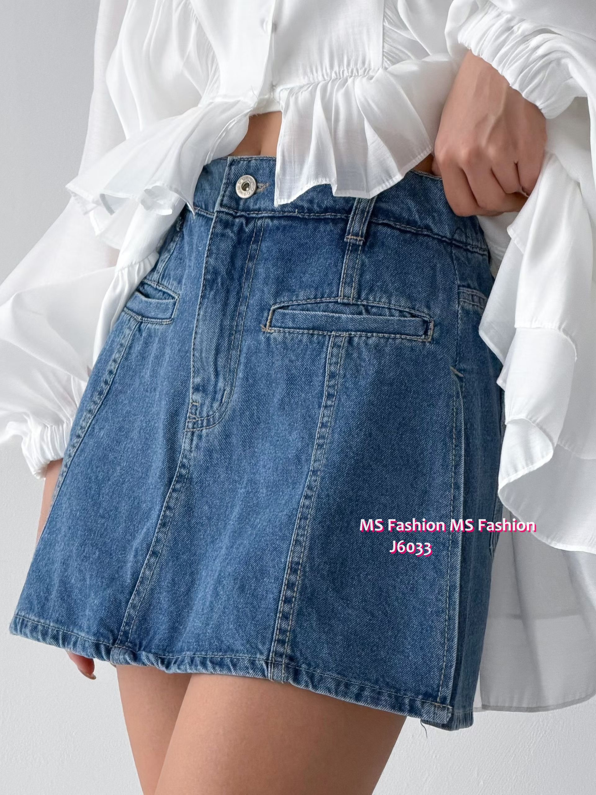 J6033 韓國🇰🇷型格側開叉牛仔裙褲