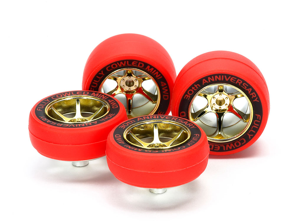 FULLY COWLED 30TH ANNIV. RED SLICK TIRES & GOLD COLOR PLATED WHEELS