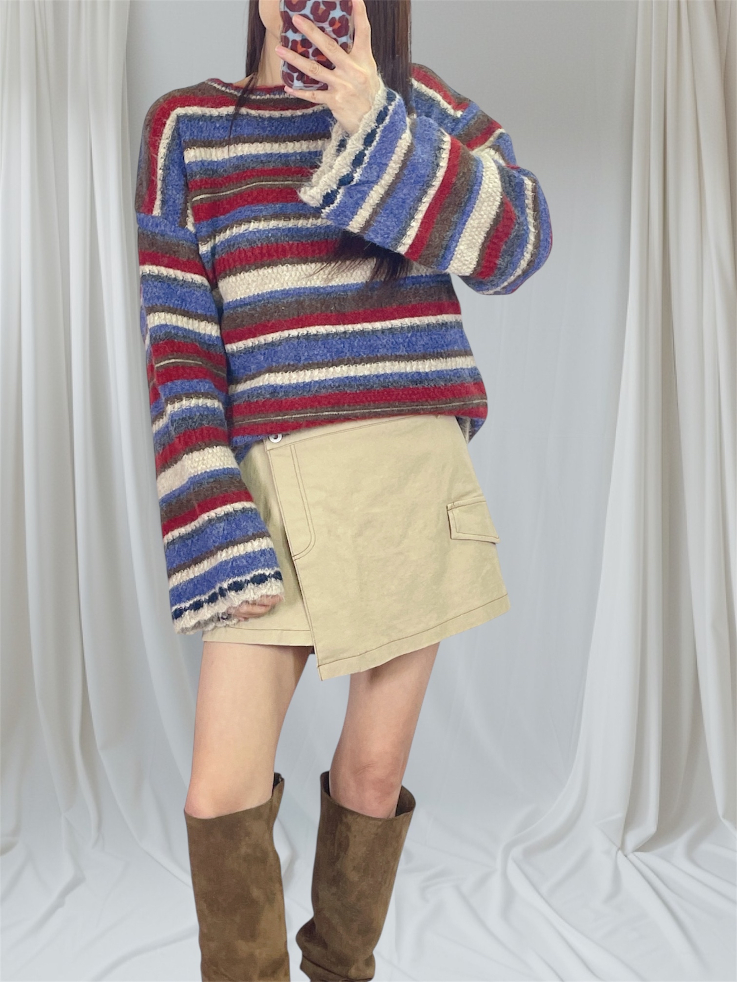 K5548 間色闊袖款針織