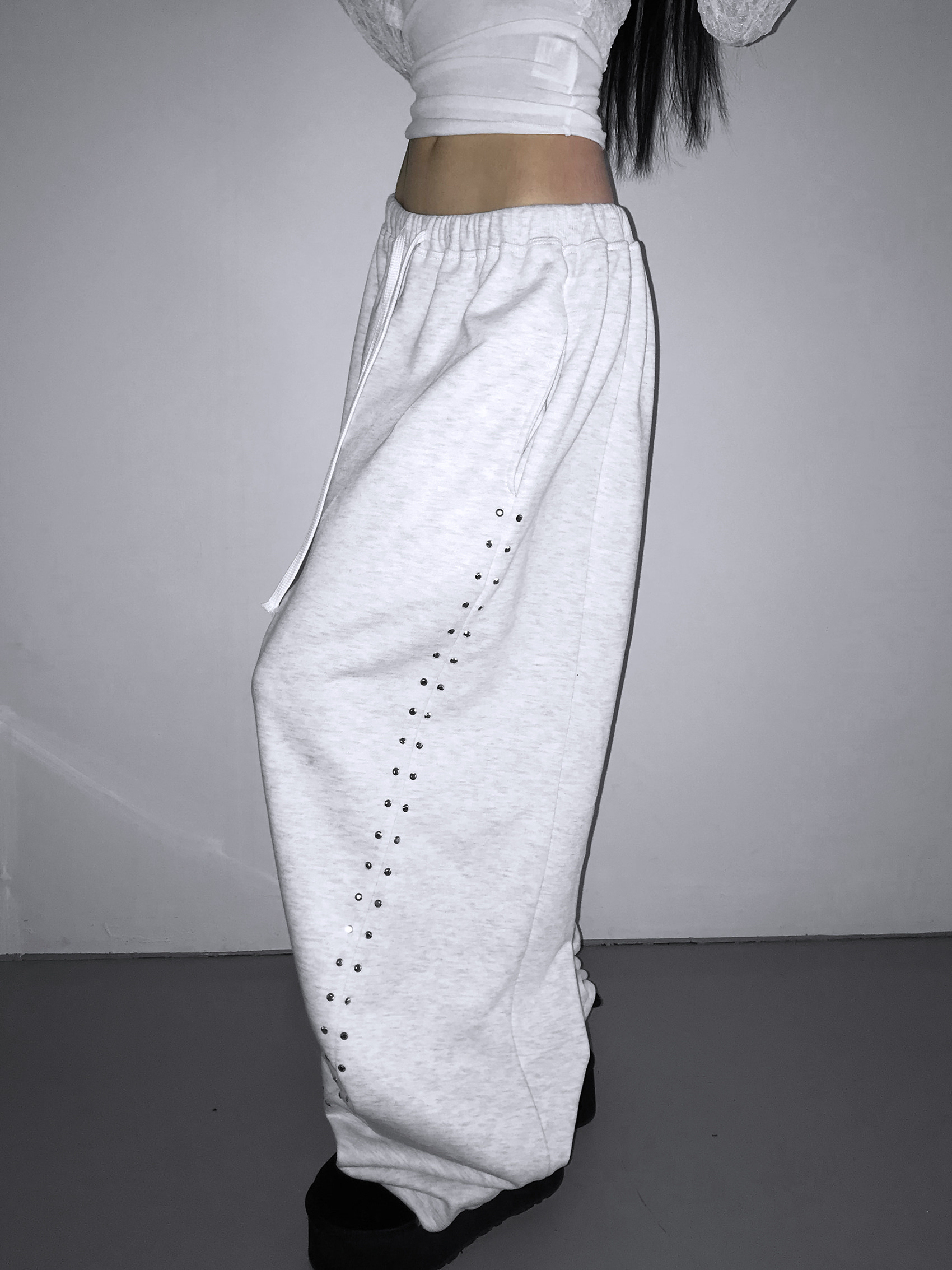 Studded Wide-Leg Sweatpants