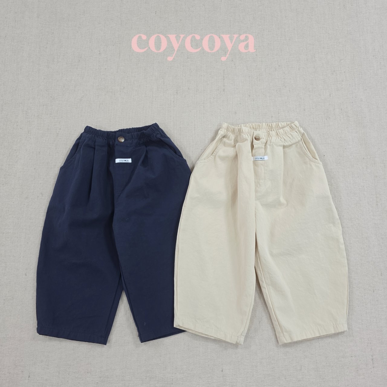 🌸預訂 韓國直送🌸🇰🇷COYCOYA兩色標籤復古寬鬆弧形長褲