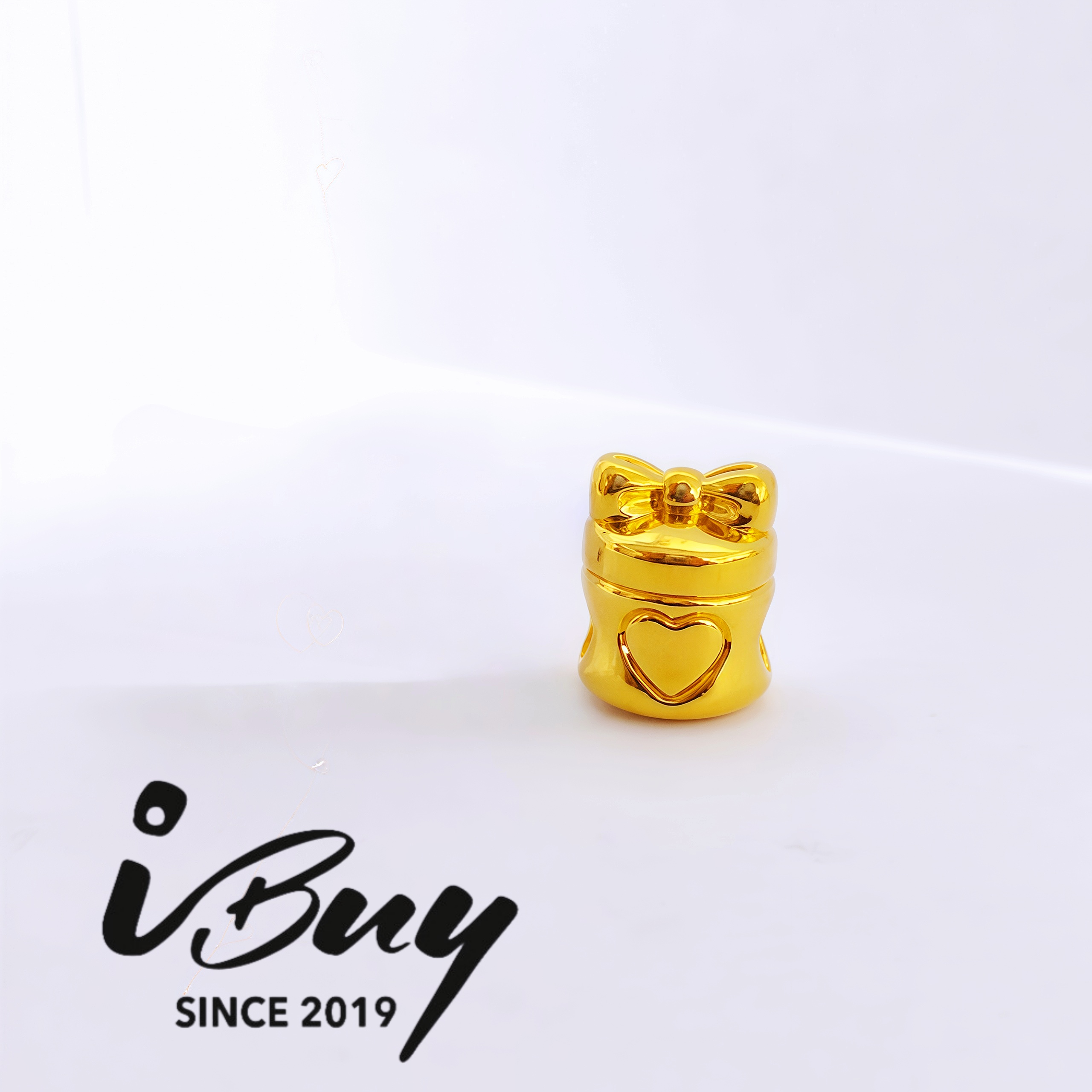 916 HARD GOLD BOW-KNOT AND HEART BARREL SHAPED SPACER BEAD 916 硬金 立体蝴蝶结爱心桶串咀