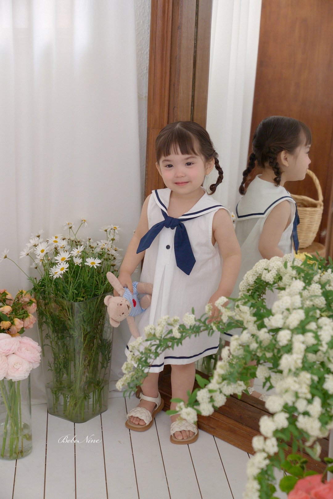 ☀️預訂 韓國直送☀️🇰🇷Bebenine兩色海洋風水手領巾背心連身裙