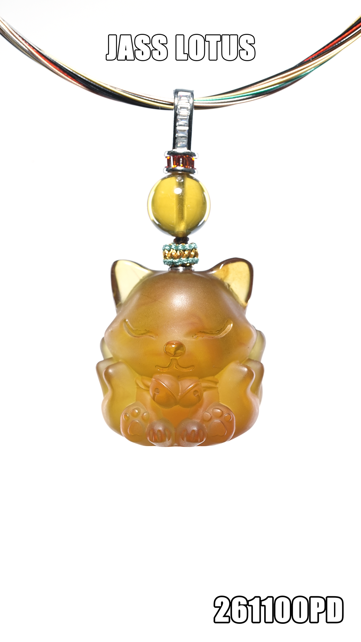 緬甸天然琥珀高藍珀九尾狐吊墜