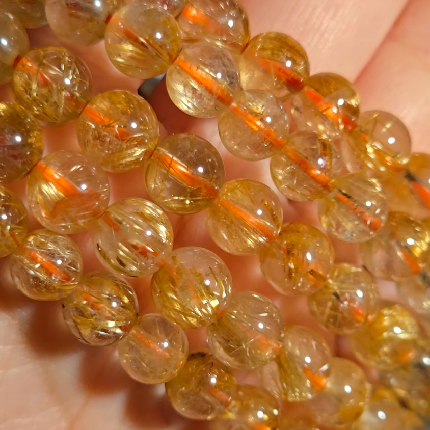 Golden rutilated quartz bead bracelets - JW107