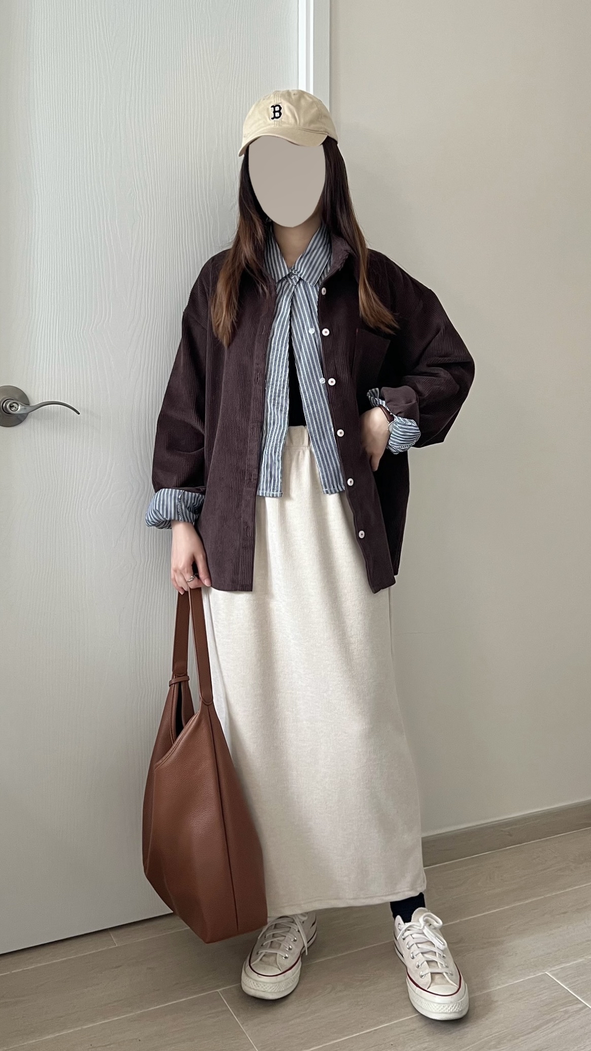 親膚軟熟細坑紋長裙 