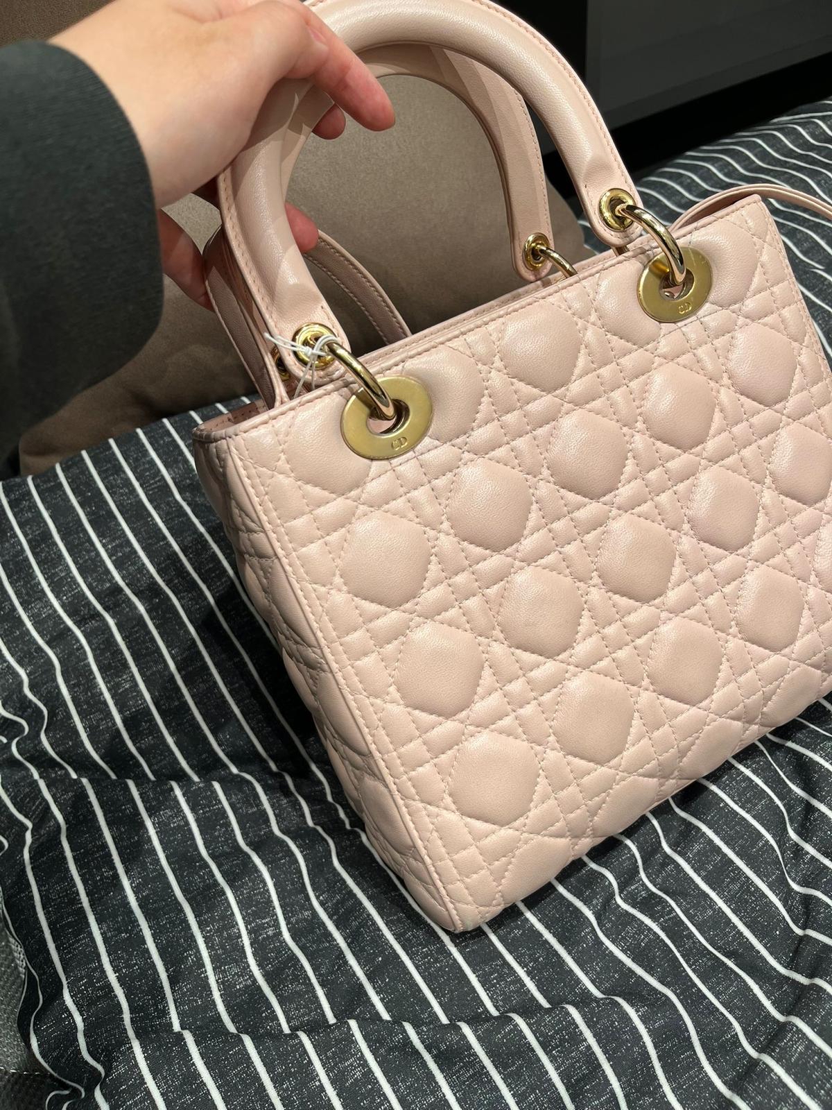 Dior Lady Dior Pink Medium 100%Authentic, 95%New ✅dust bag