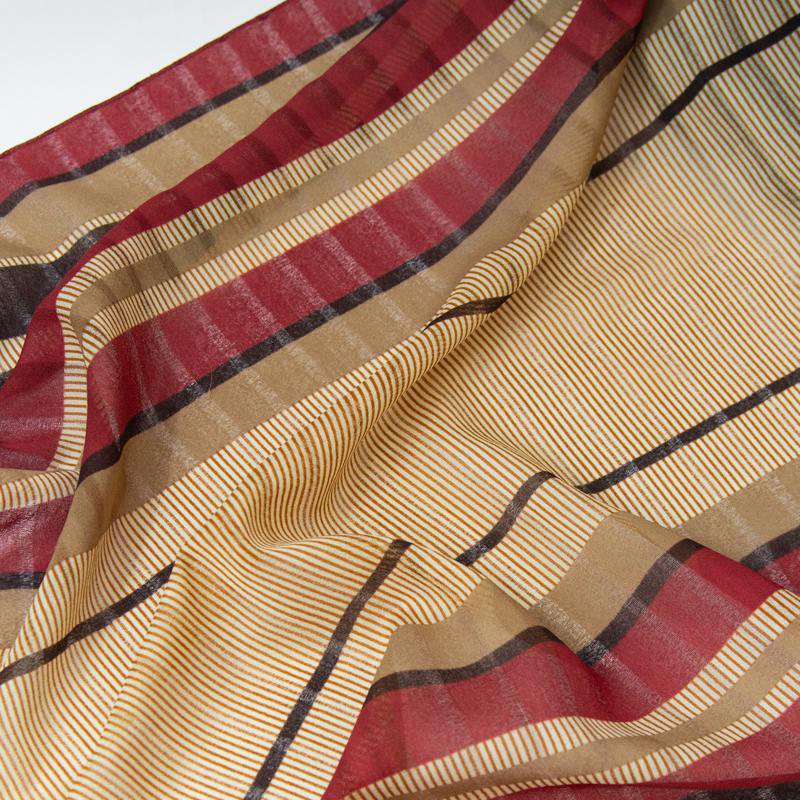 C.a. 1970s Retro Colour Tone Stripe Pattern Soft & Half Sheer Scarf from Germany(EV379)
