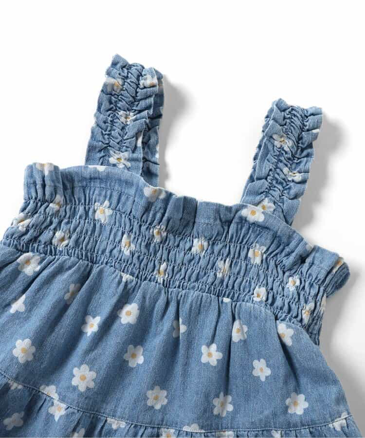 🇯🇵預訂 日本直送🇯🇵Apres les cours兩色花花愛心滿印褶皺吊帶牛仔連身裙