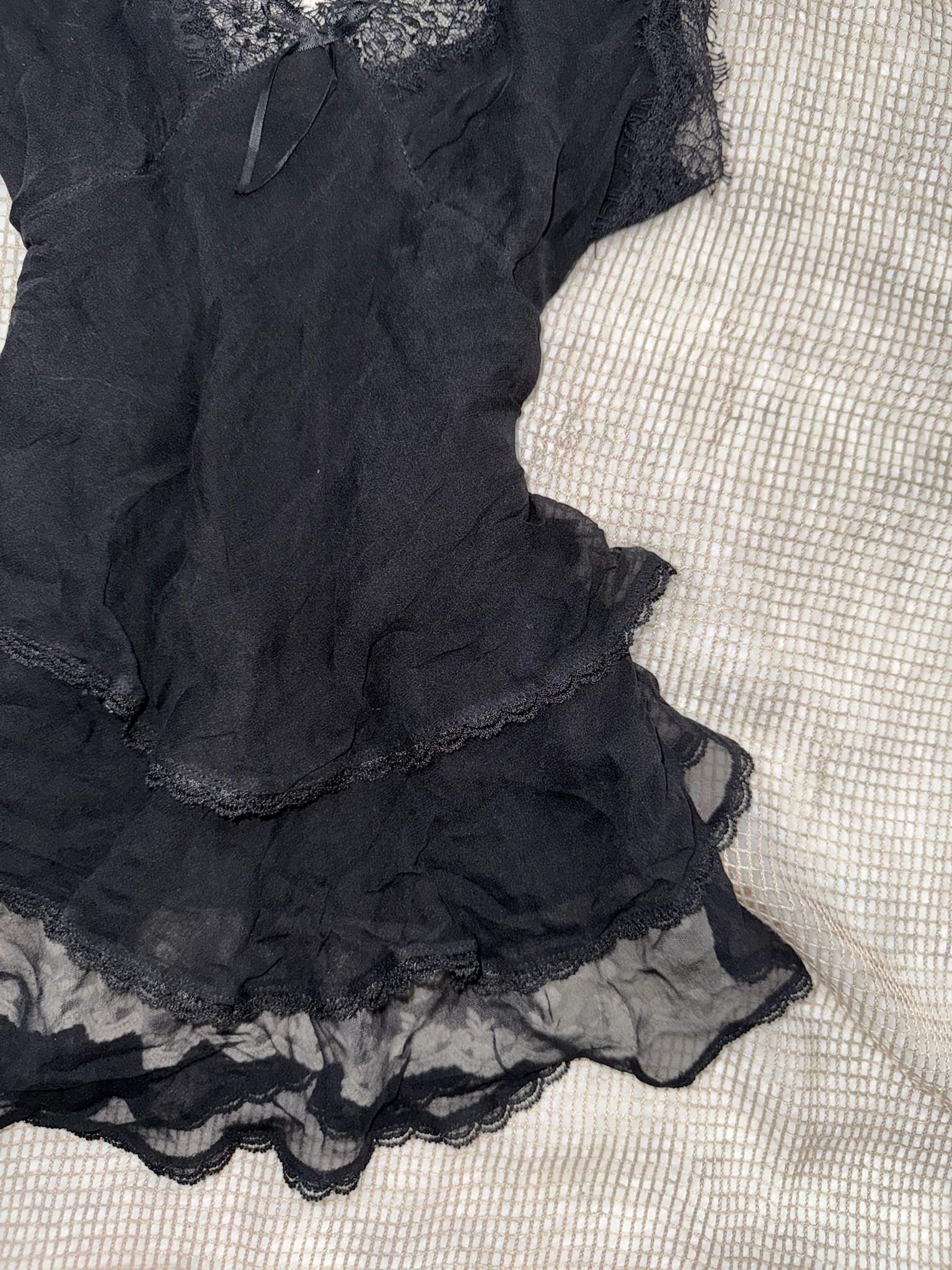 Floral Lace Trim Ruffle Hem Cami, 2ps