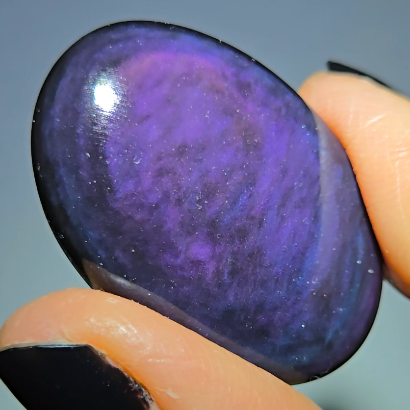 Velvet obsidian cabochon in blue and purple - OB18