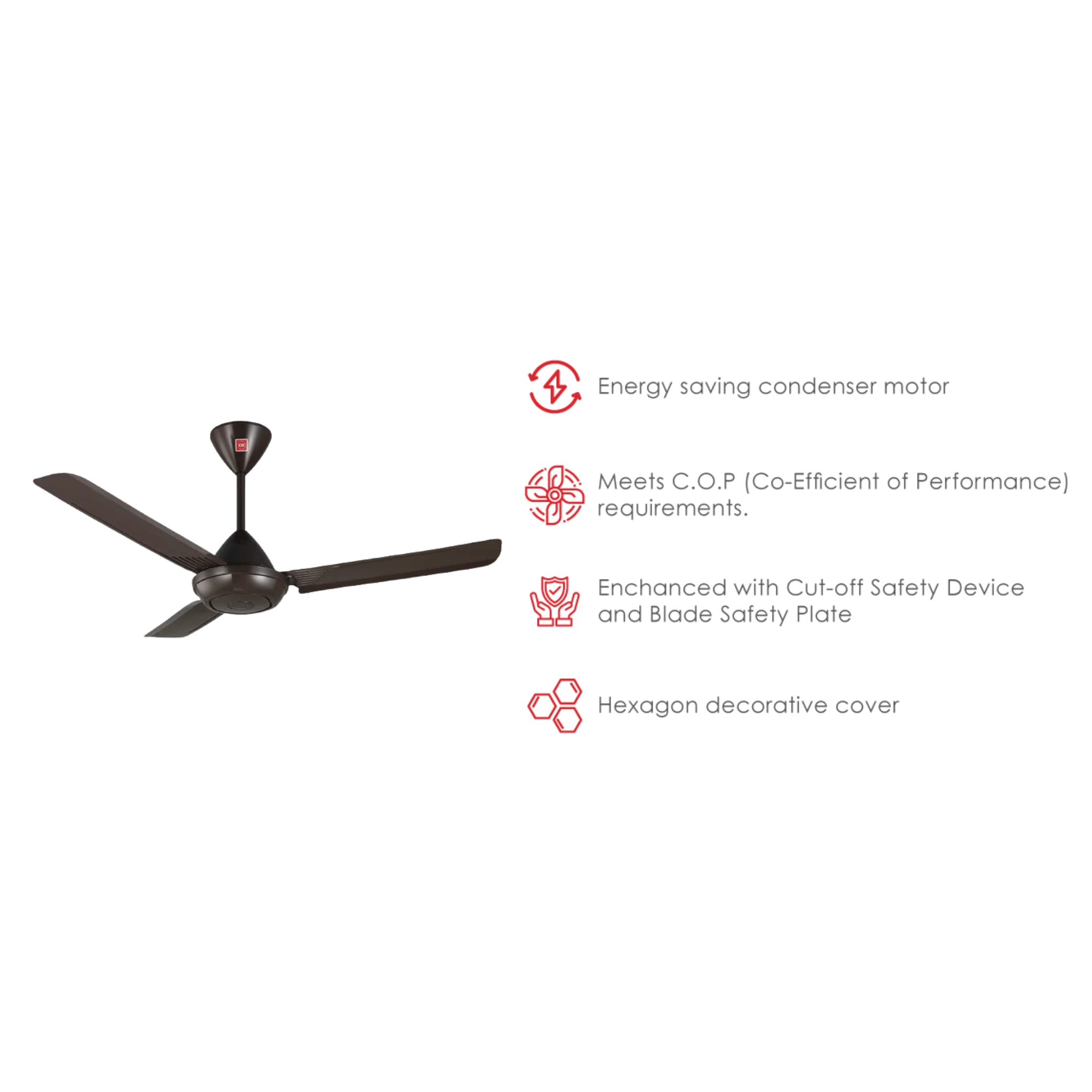 KDK 48" Ceiling Fan 3-Blade Regulator Brown (K12V0-PBR)