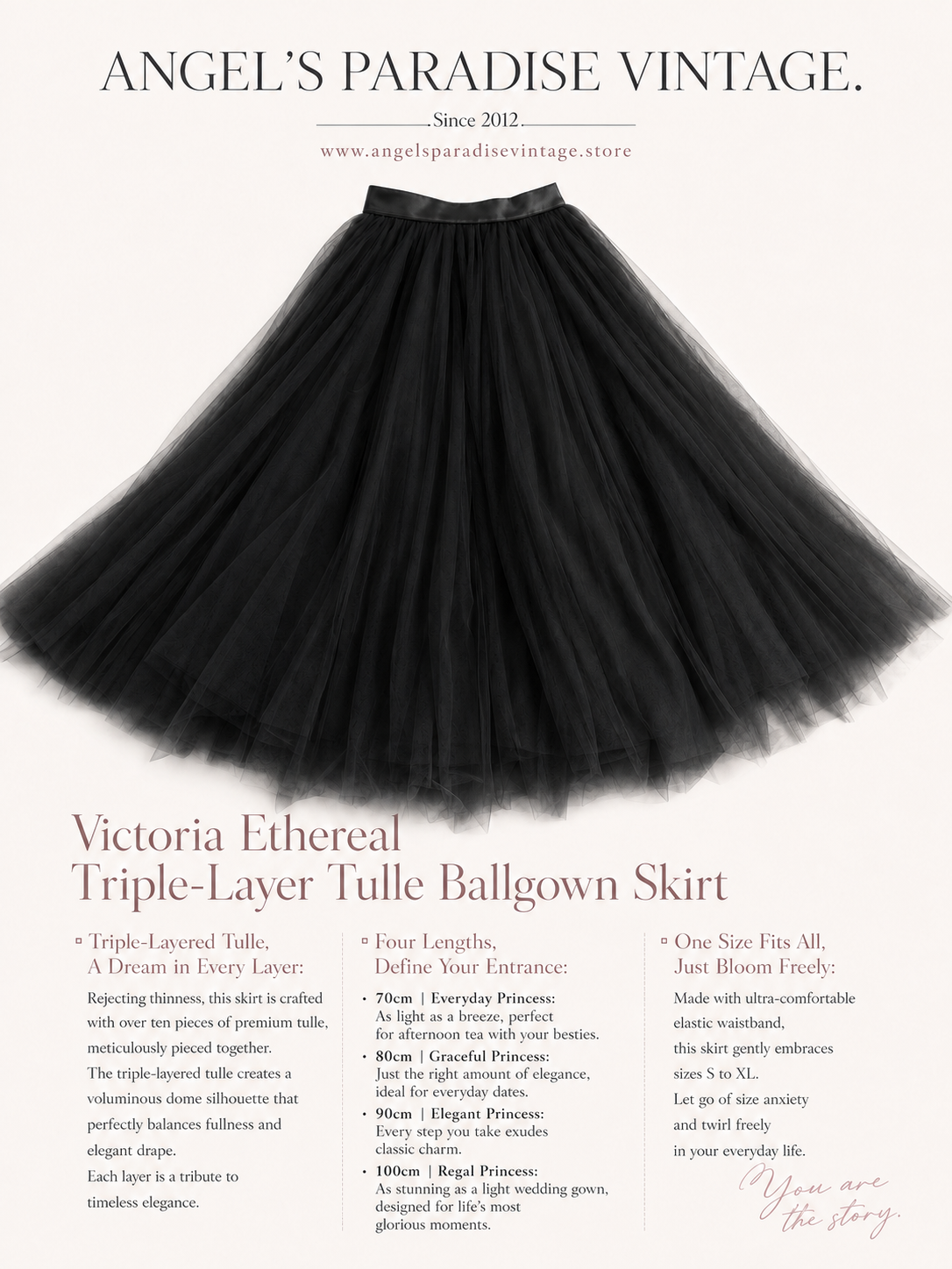維多利亞繾綣夢幻三層輕紗大圓台蓬蓬裙 Victoria Ethereal Triple-Layer Tulle Ballgown Skirt