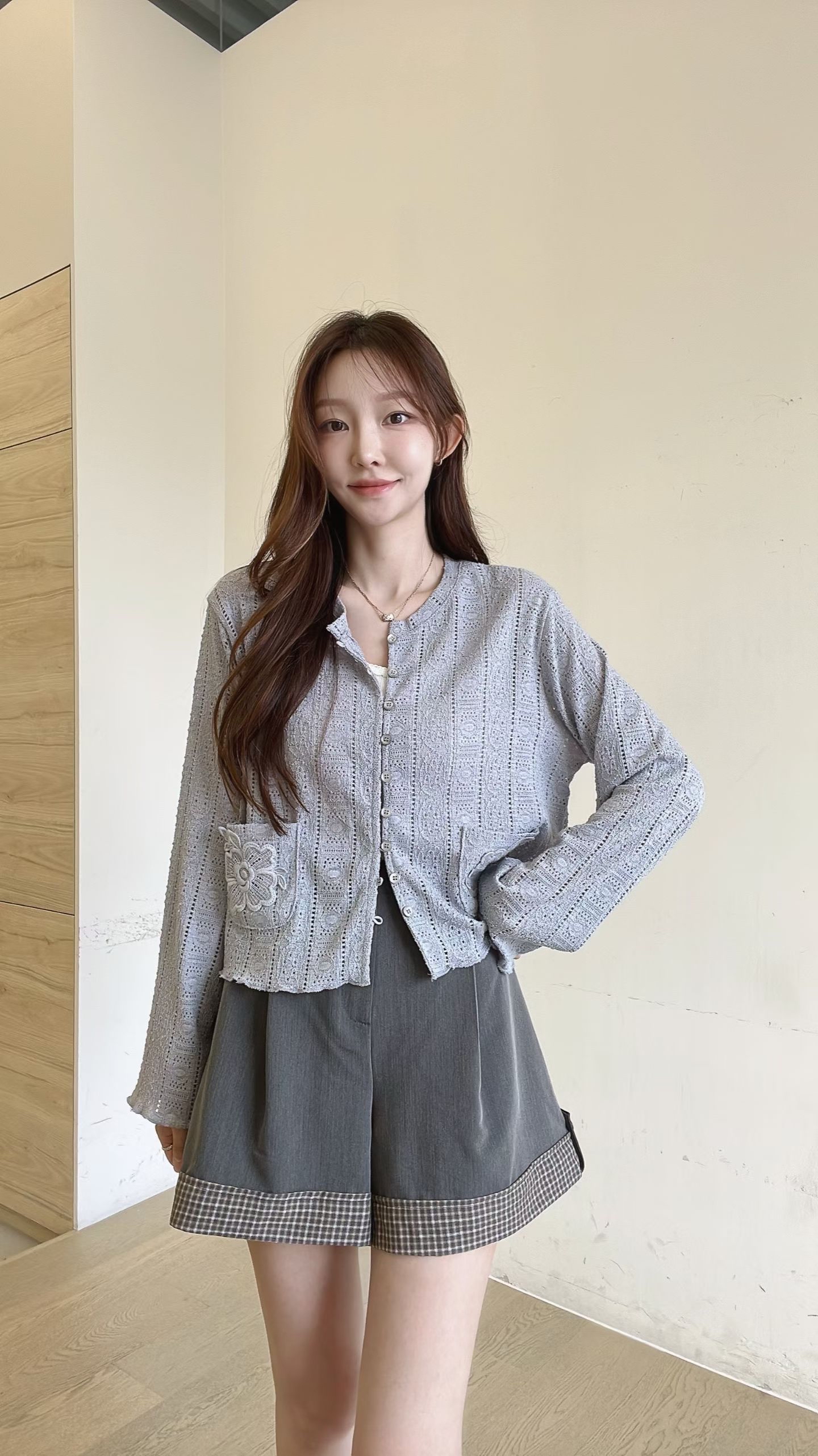 FV6  前2袋勾花Cardigan 
