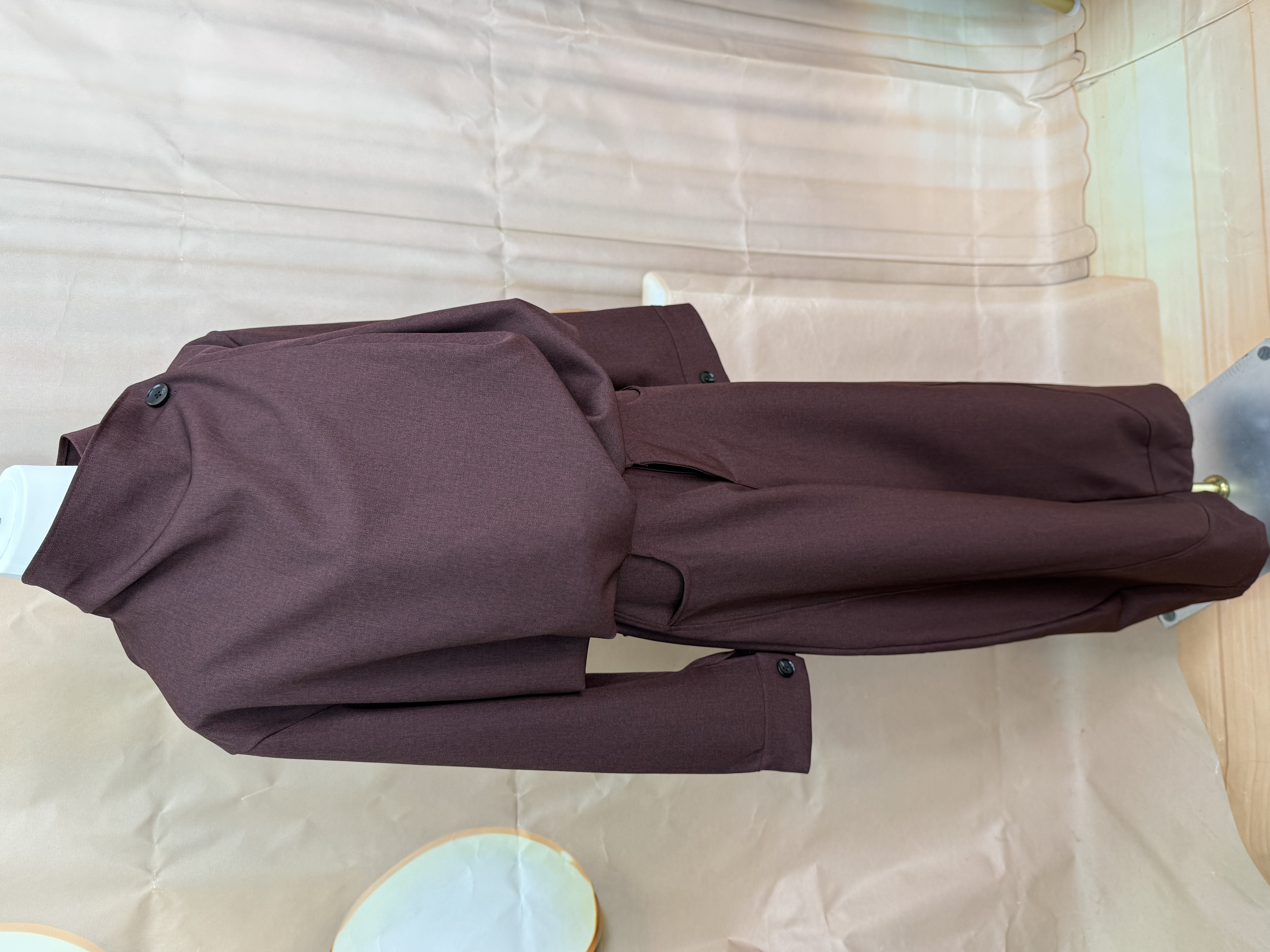 肌理围领阔腿套装 