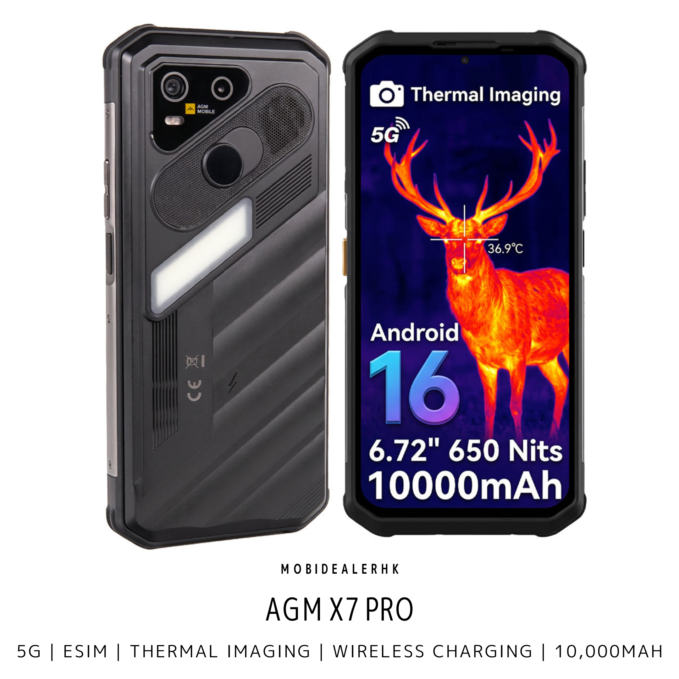 AGM X7 Pro 5G三防手機｜熱成像 10000mAh｜MobiDealerHK