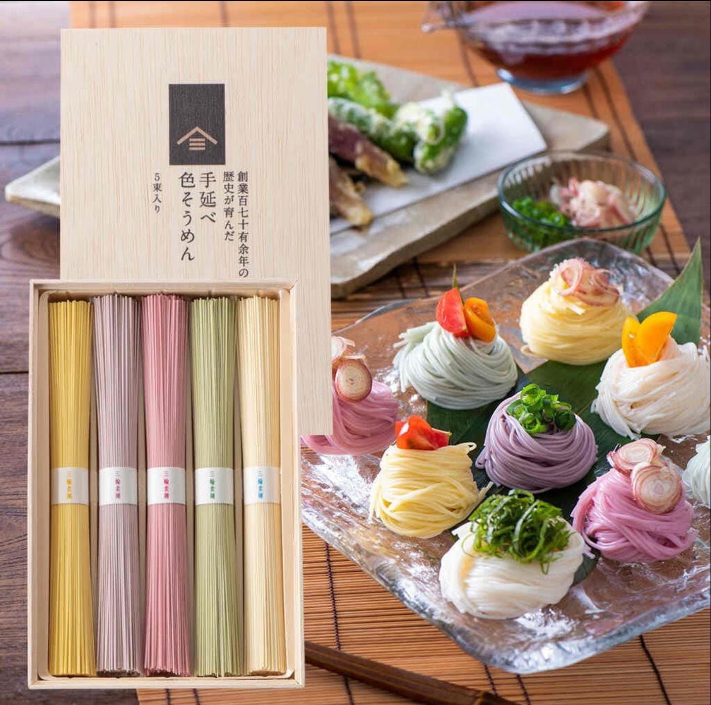 久世福商店 繽紛五色手延素麵 70年歷史精緻禮盒 5/10束入