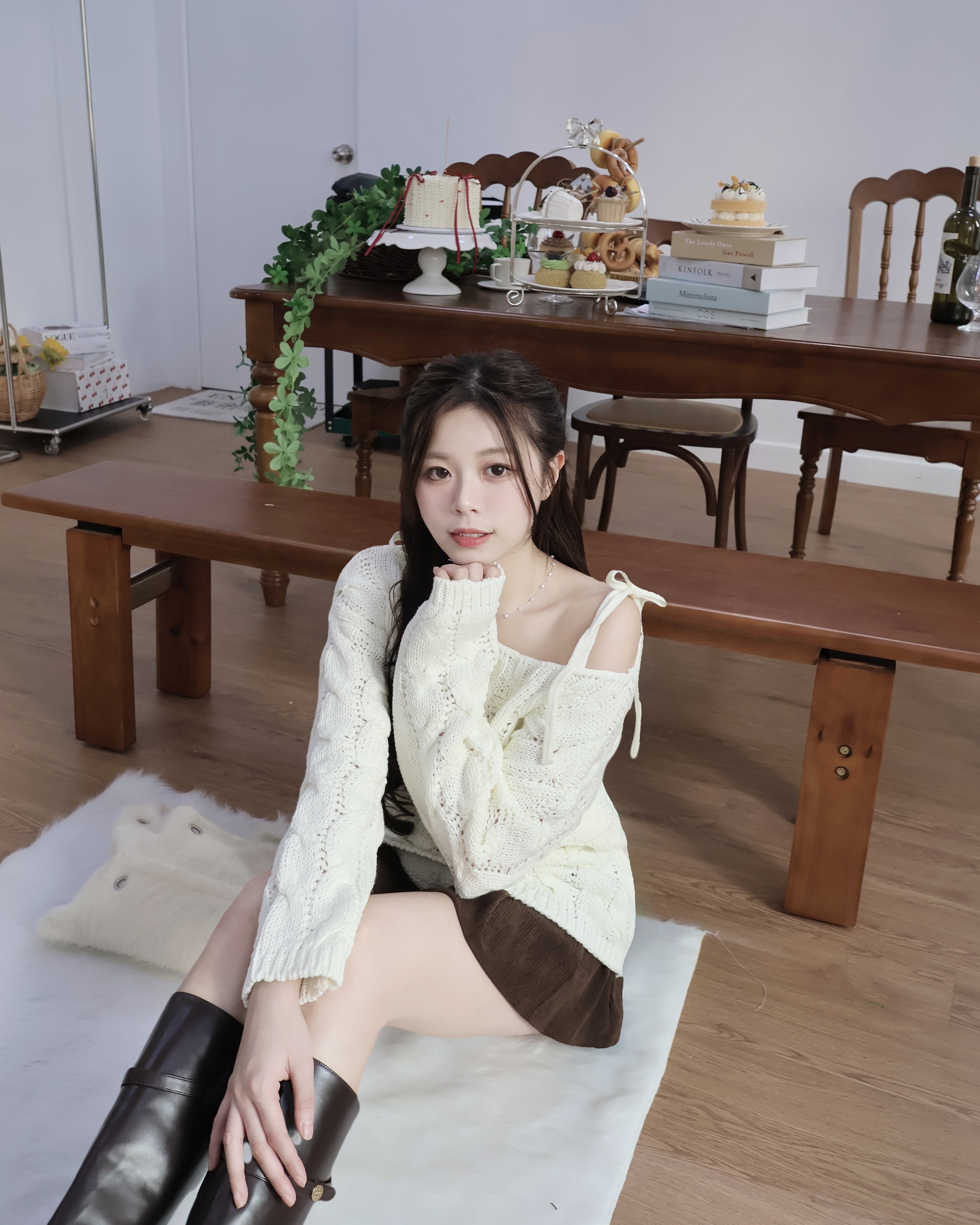 【 女友感滿滿⸝⸝⸝♡🧸立體扭紋麻花～可調節！雙綁帶微傘線料針織兩穿上衣🤎 】 Day Dream Ribbon Twist 2-way Top(四色入)