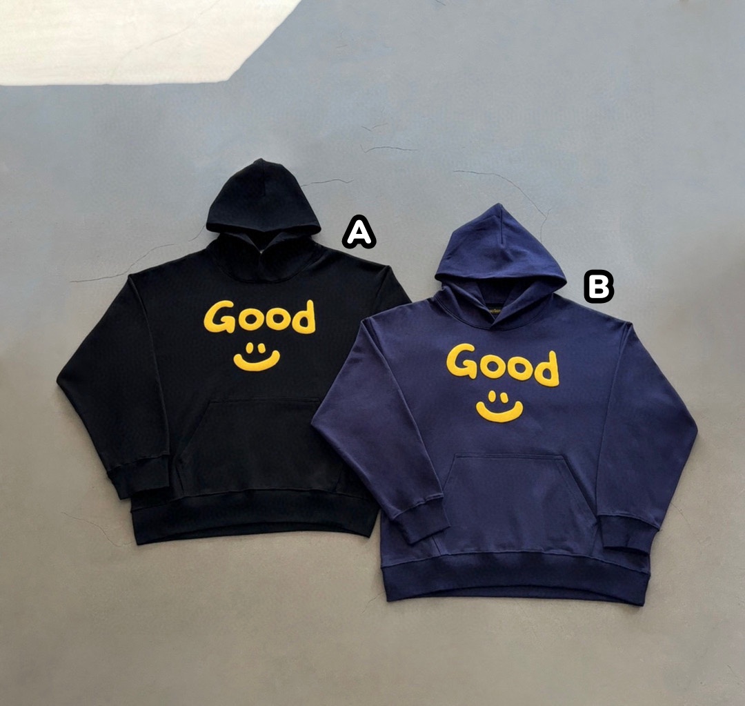 Drew Good  Biebo 發泡笑臉字母連帽衛衣