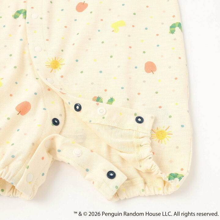 🇯🇵預訂 日本直送🇯🇵Petit Main x 好餓的毛毛蟲系列兩色滿印新生兒短袖連身服睡袋2Way