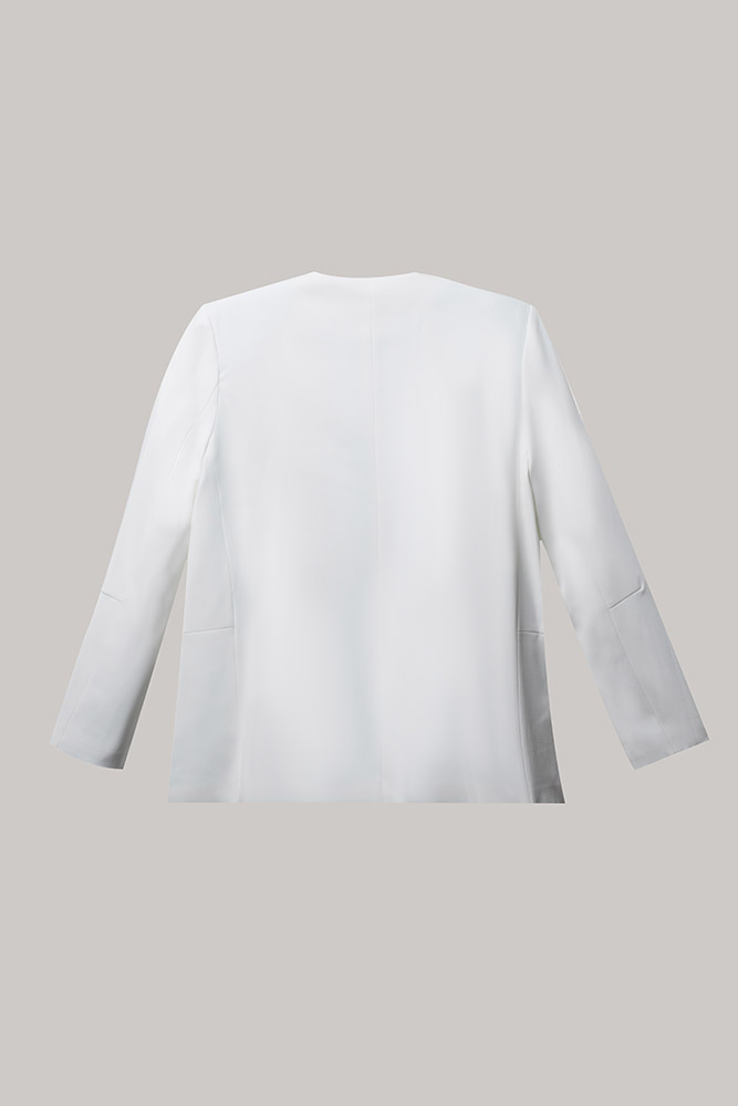 Sleek Open-Front Minimal White Blazer