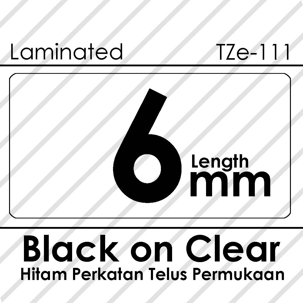 6mm Tze-111 211 611 compatible label tape Label Printer PT-H110 D210 D450 D600 P700 E110VP E300VP P300BT P710 Sticker