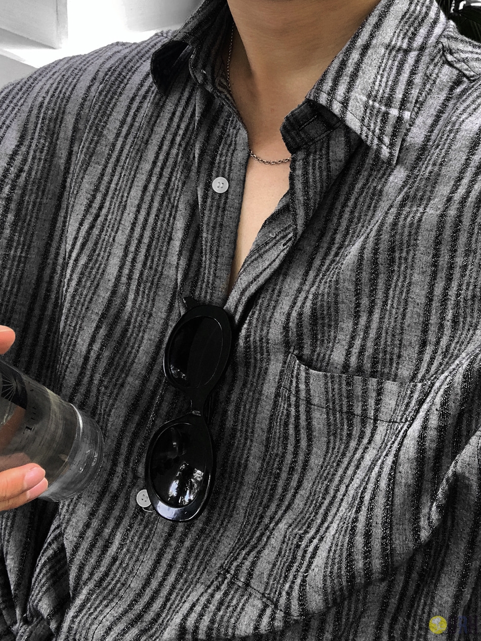 【100%保證韓國直送】質感亞麻條紋寬鬆版型恤衫 👕 [2 color] RL114967