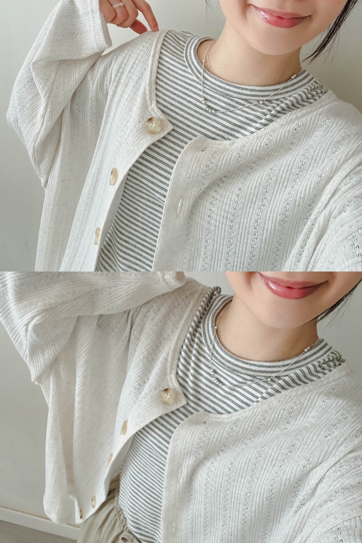親膚修身圓領條紋上衣 (兩色入)