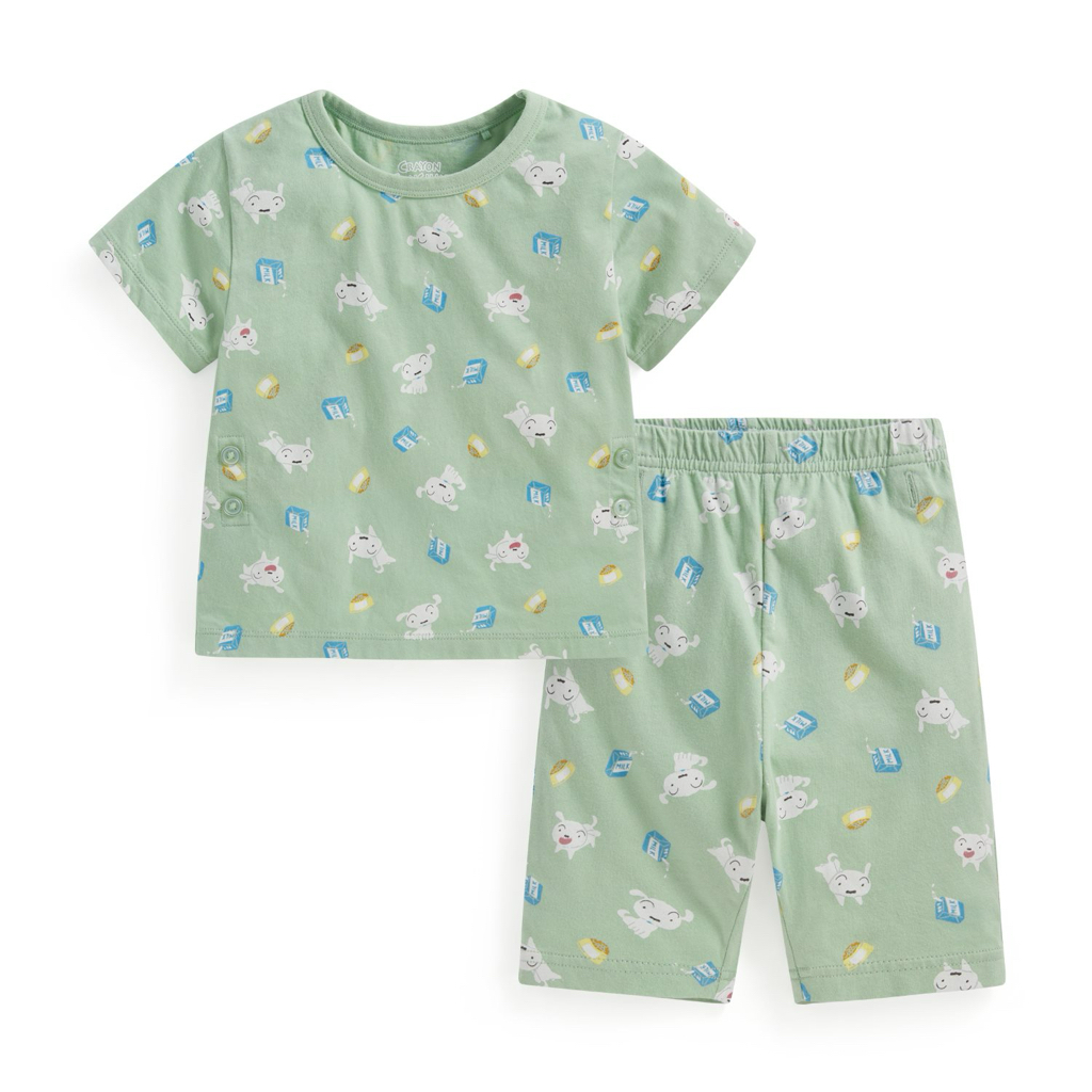 ☀️預訂 台灣直送☀️蠟筆小新系列三色純棉滿印家居服上下套裝