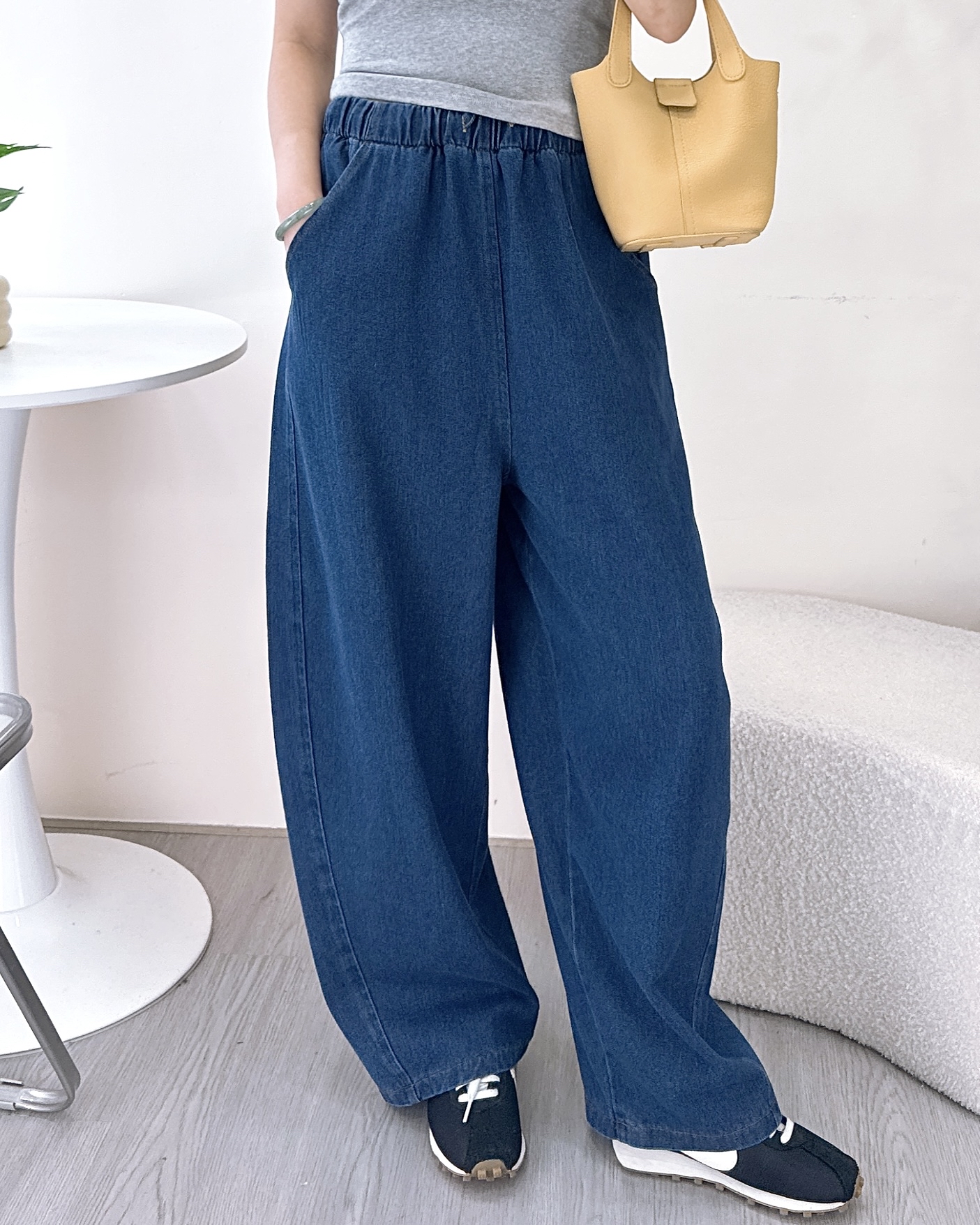 休閒男友風全橡筋腰牛仔褲