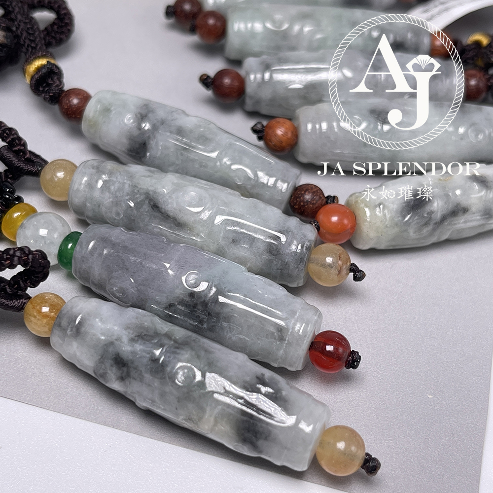 JN-3073，3074 天然翡翠A玉  九眼天珠形路路通